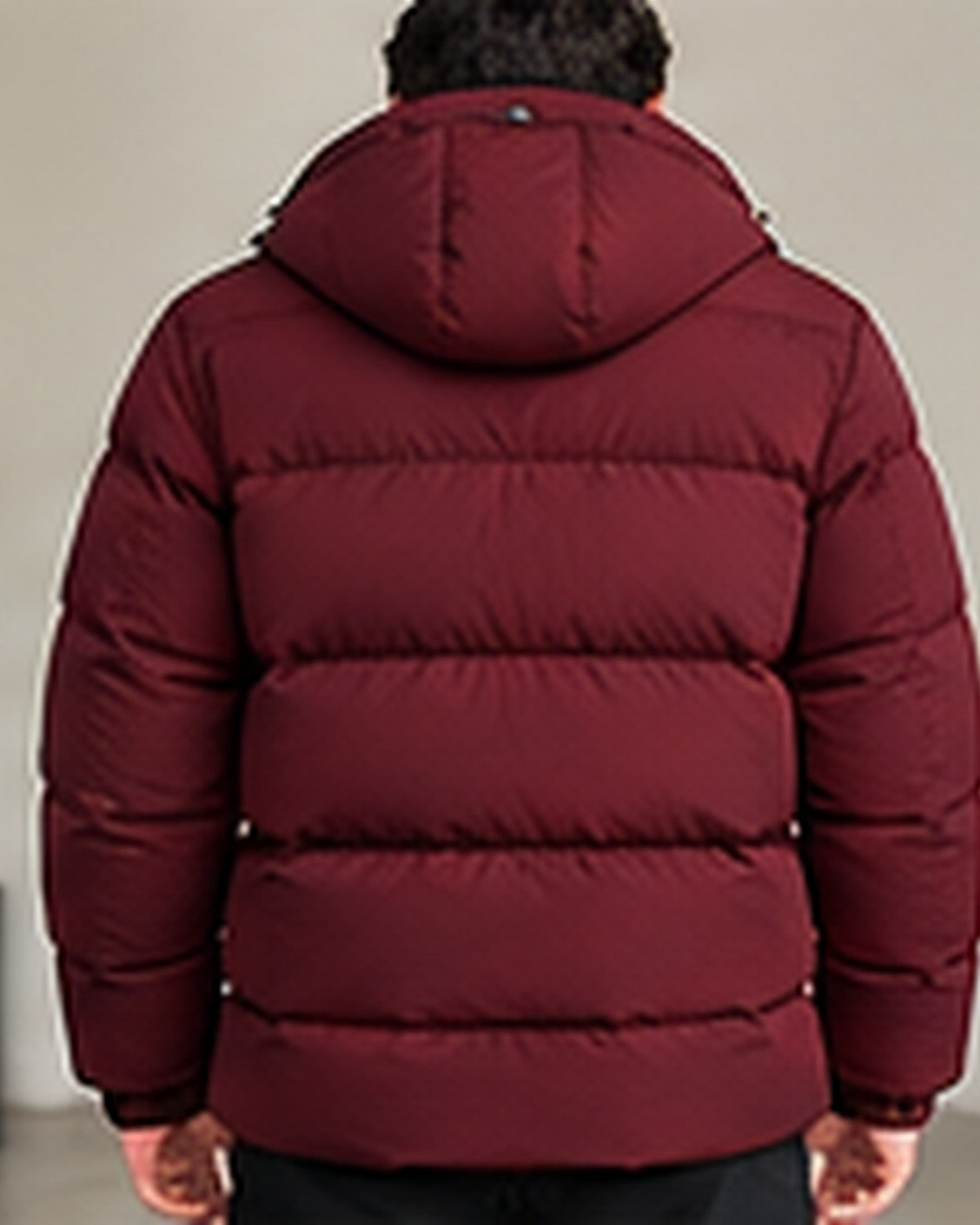 Doudoune à capuche matelassée homme Bordeaux – vue de dos