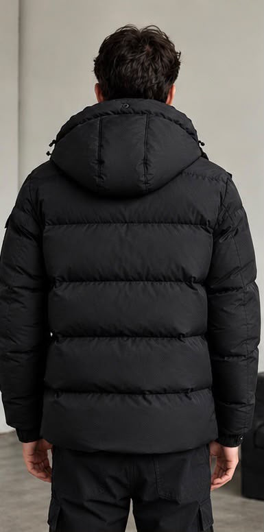 Doudoune à Capuche Matelassée – Noir